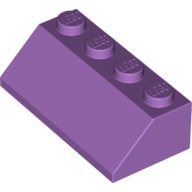 Lego kostka (kostička) 2x4 sklon (šikmá) 45°, levandulová střední (6109901)